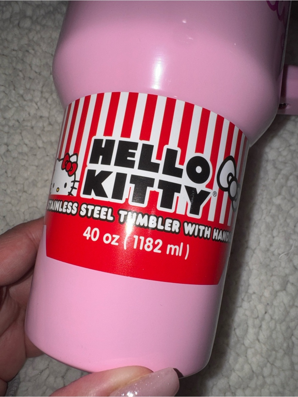 Hello Kitty- NWT  Pink Insulated Stainless Steel Tumbler with Handle and Straw - Picture 5 of 14